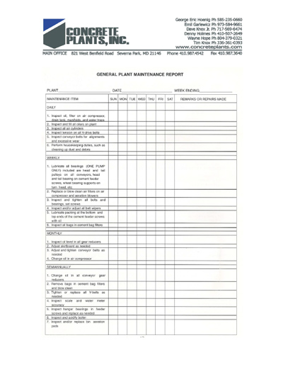 Concrete Plant Used Equipment - Maintenance